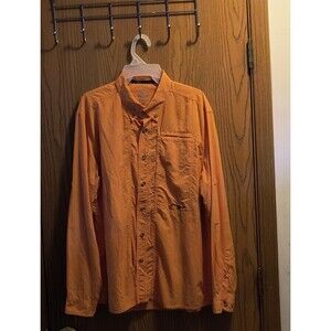 True Flies Mens Large Fishing Bokeelia Shirt Seersucker Orange